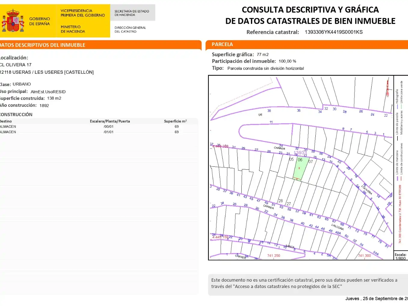 Traster en venda en Useras /  Les Useres