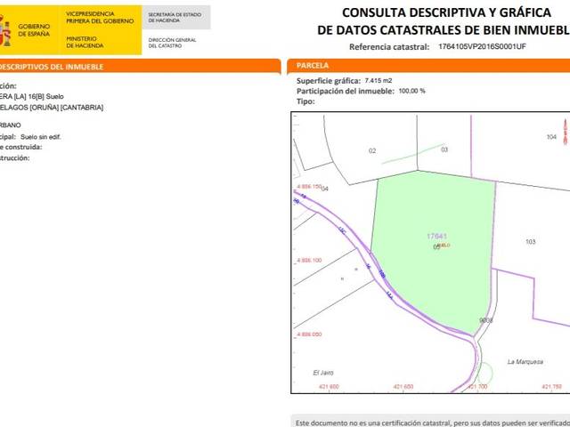 Terreno residencial en Venta en Barrio La Venera, 16 en Oruña