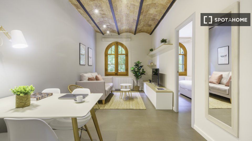 Sala d'estar de Pis de lloguer en  Barcelona Capital amb Aire condicionat, Calefacció i Moblat