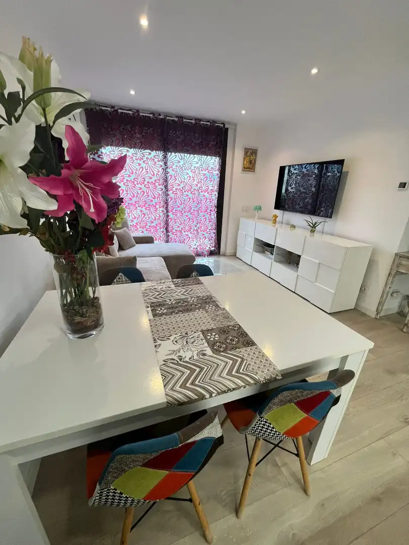 Living room of Flat for sale in Cubelles  with Air Conditioner, Parquet flooring and Terrace