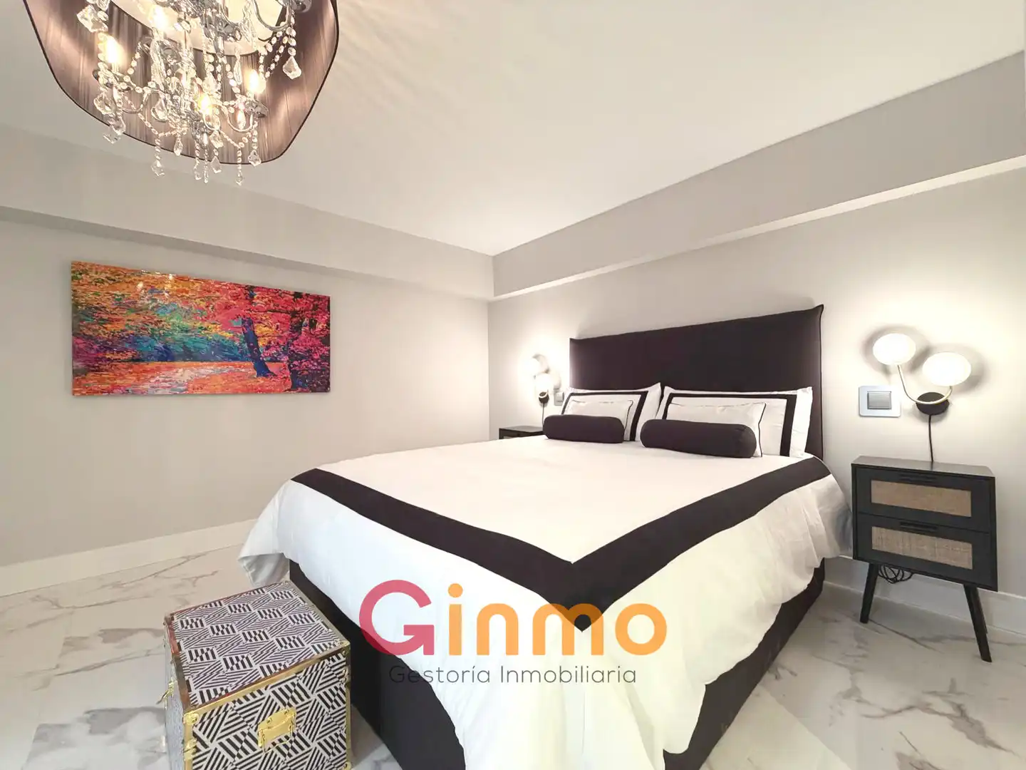 Schlafzimmer von Wohnung zur Miete in Madrid mit Klimaanlage, Heizung und Möbliert