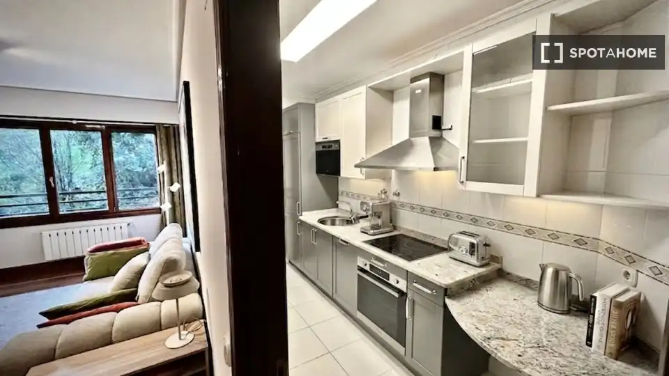 Cocina de Apartamento para compartir en Bilbao  con Aire acondicionado, Terraza y Amueblado