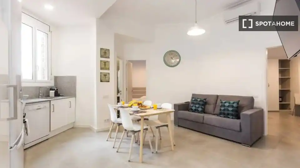 Sala de estar de Piso de alquiler en Barcelona con Aire acondicionado, Calefacción y Amueblado