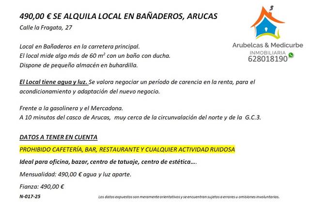 Local comercial en Alquiler en Avenida Lairaga, 27 en Bañaderos - El Puertillo - San Andrés