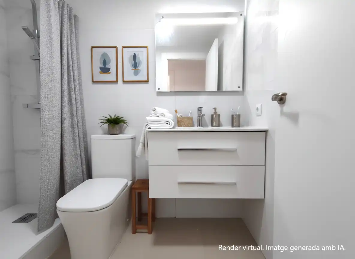 Badezimmer von Wohnung zum Verkauf in Salt mit Klimaanlage, Heizung und Parkett