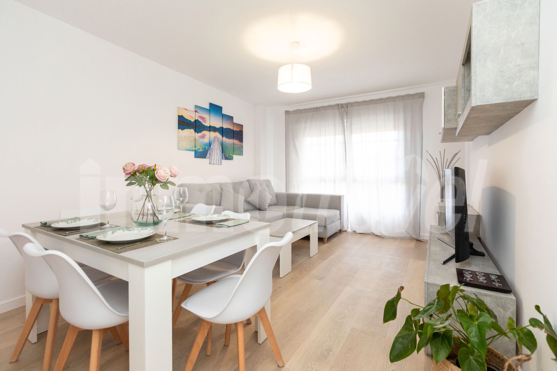 Sala de estar de Piso de alquiler en Sanxenxo con Calefacción, Parquet y Amueblado