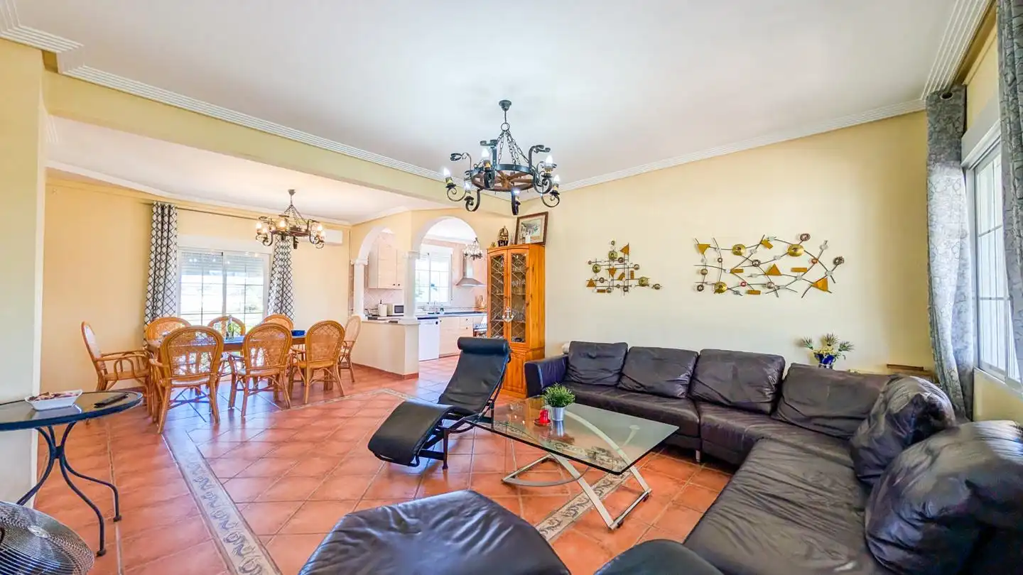 Sala d'estar de Casa o xalet en venda en Elche / Elx amb Aire condicionat, Jardí privat i Terrassa