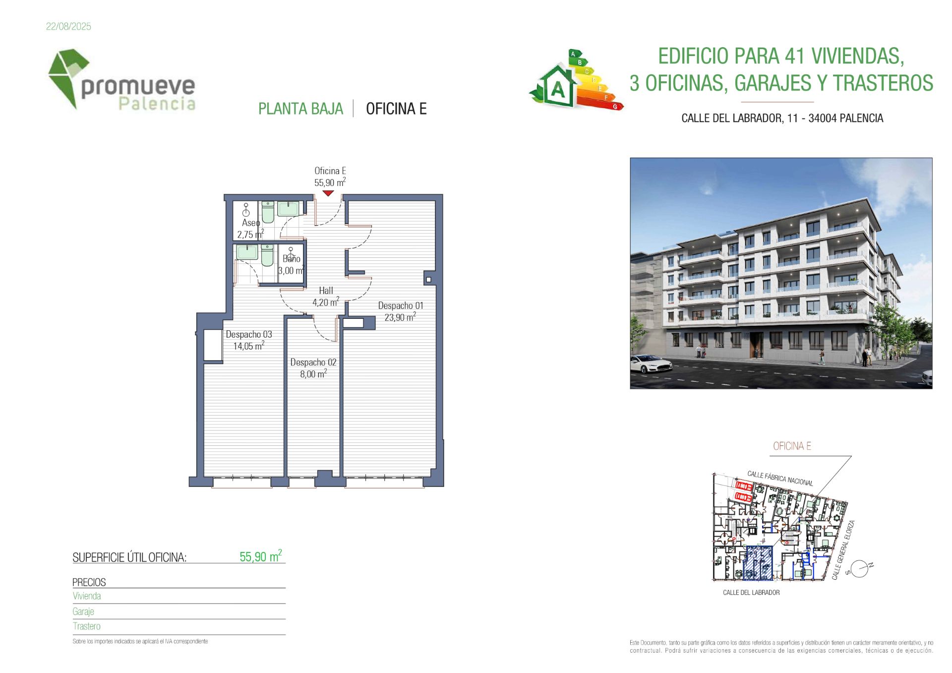 Oficina en venta en Palencia Capital con Calefacción y Internet