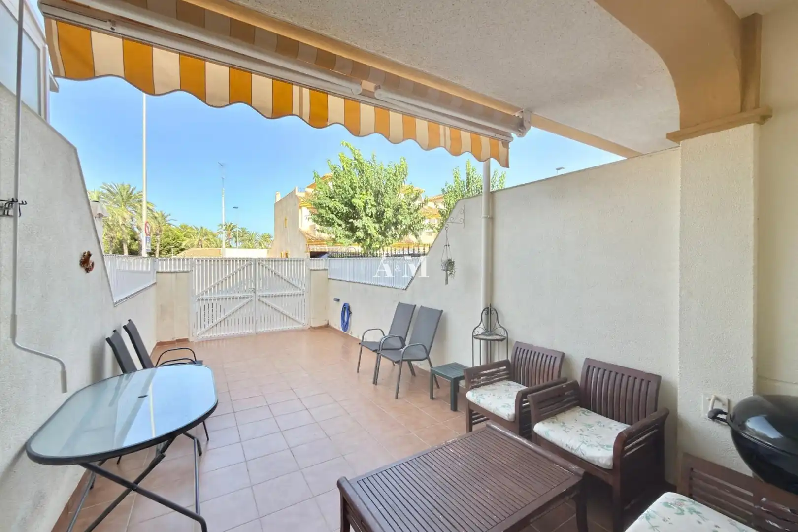 Terrasse von Einfamilien-Reihenhaus zur Miete in San Javier mit Terrasse, Schwimmbad und Möbliert