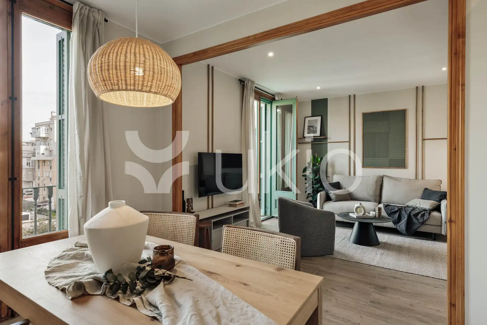 Sala de estar de Apartamento de alquiler en Barcelona con Aire acondicionado, Calefacción y Amueblado