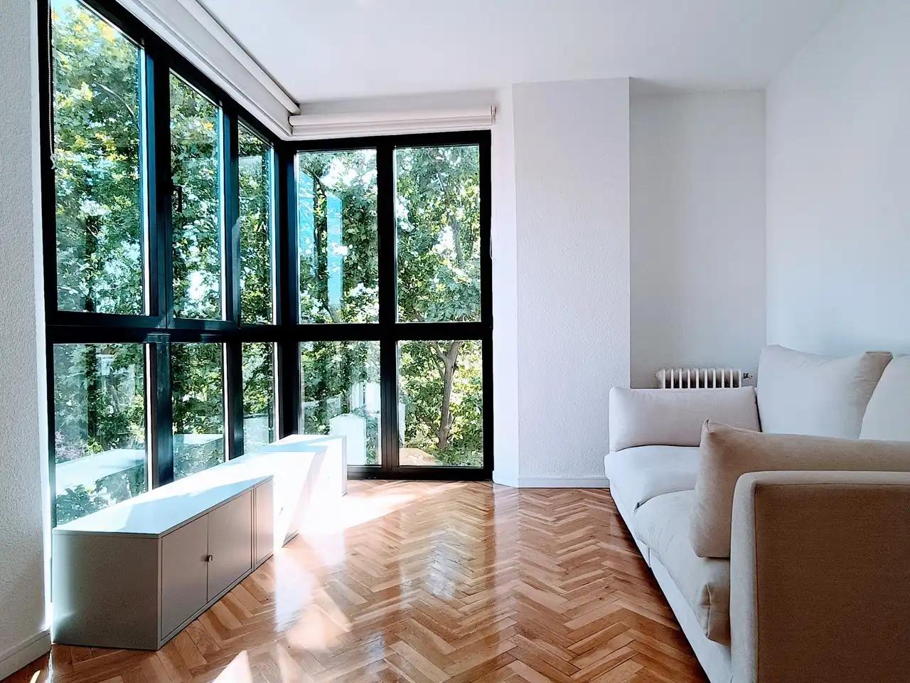 Wohnzimmer von Wohnung zur Miete in Madrid mit Klimaanlage, Heizung und Parkett