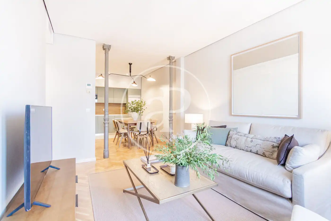 Living room of Flat for rent in Madrid  with Air Conditioner, Heating and Furnished