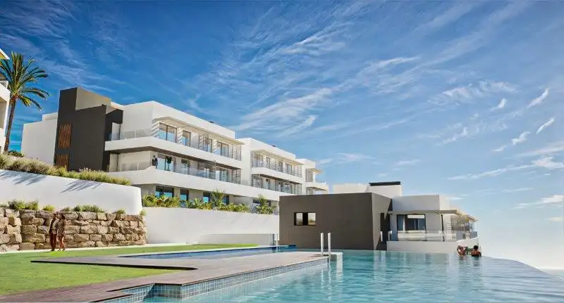 Swimming pool of Flat for sale in Manilva  with Air Conditioner, Heating and Private garden