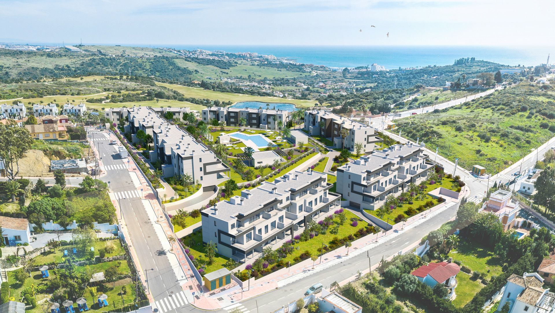 Vista exterior de Àtic en venda en Estepona amb Aire condicionat, Jardí privat i Terrassa