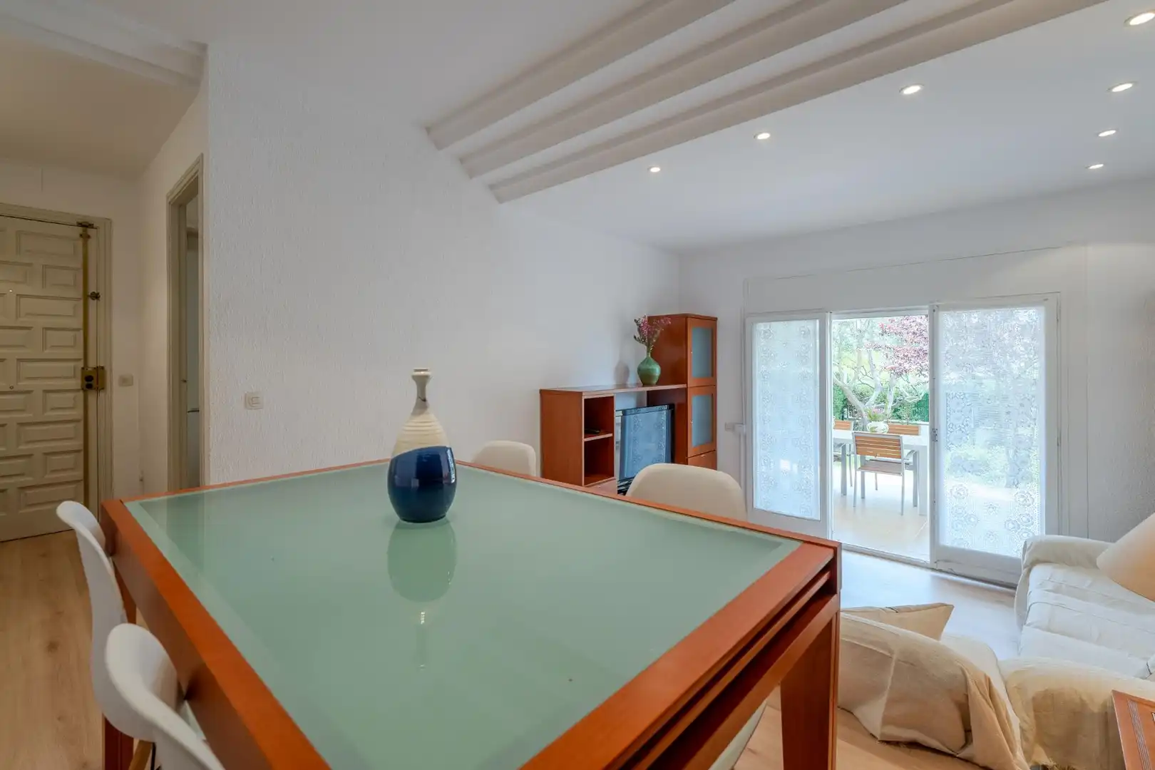 Esszimmer von Erdgeschoss zur Miete in Castell d'Aro, Platja d'Aro i s'Agaró mit Klimaanlage, Heizung und Privatgarten