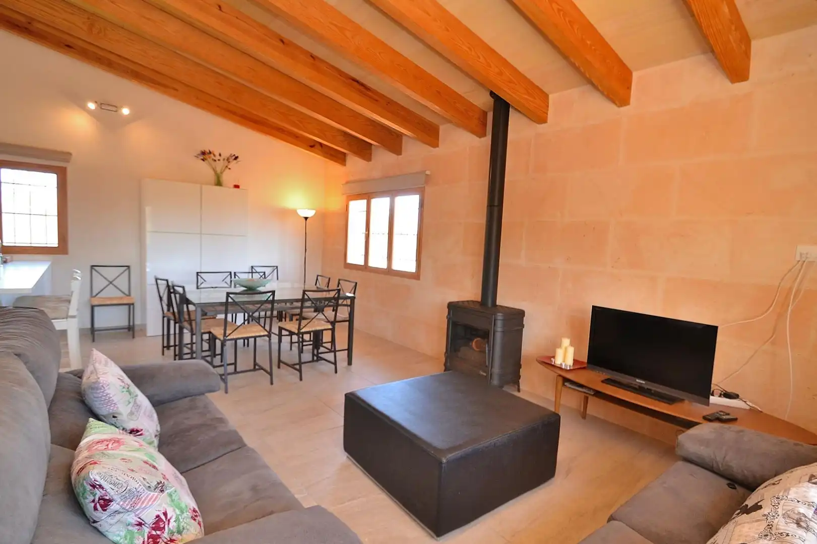 Living room of Country homes for rent in Llubí  with Private garden, Terrace and Swimming Pool