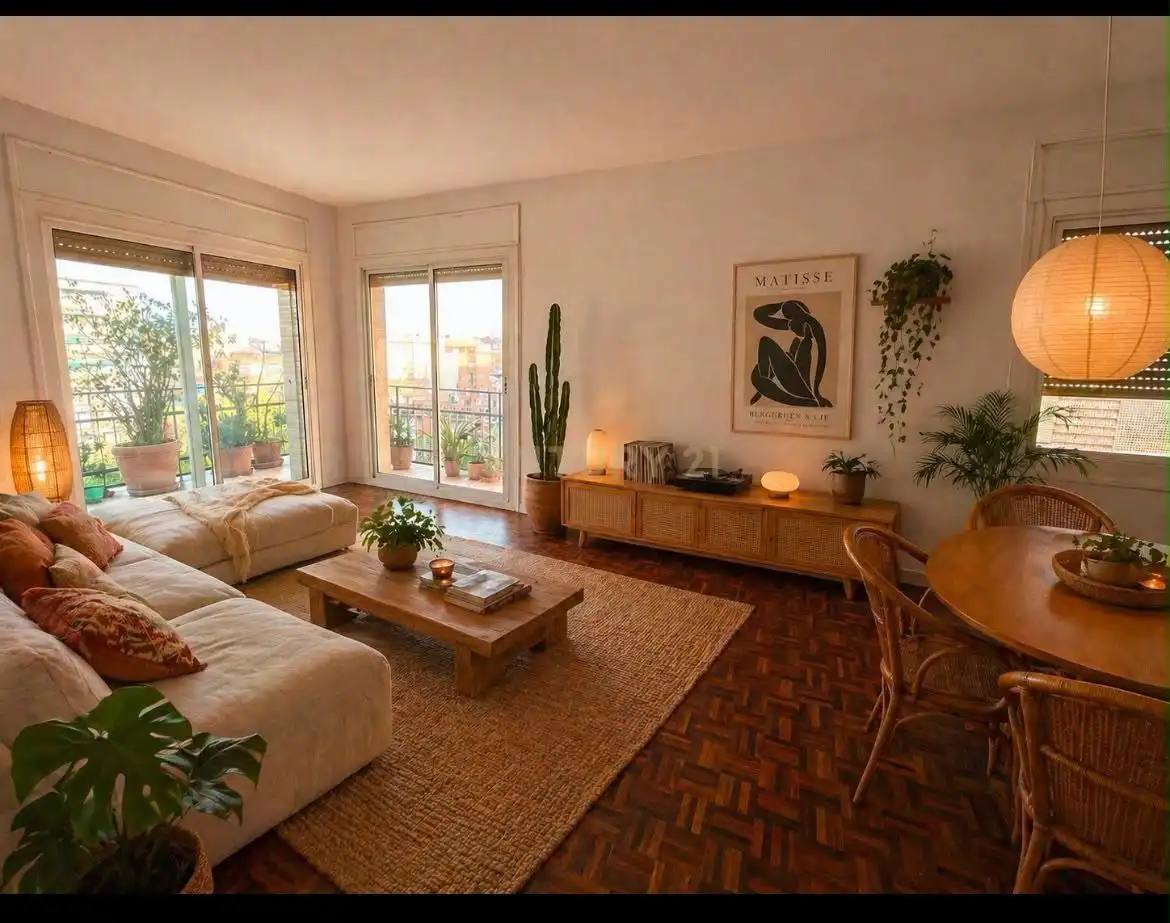 Wohnzimmer von Wohnung zum Verkauf in Barcelona mit Klimaanlage, Ofen und Mikrowelle