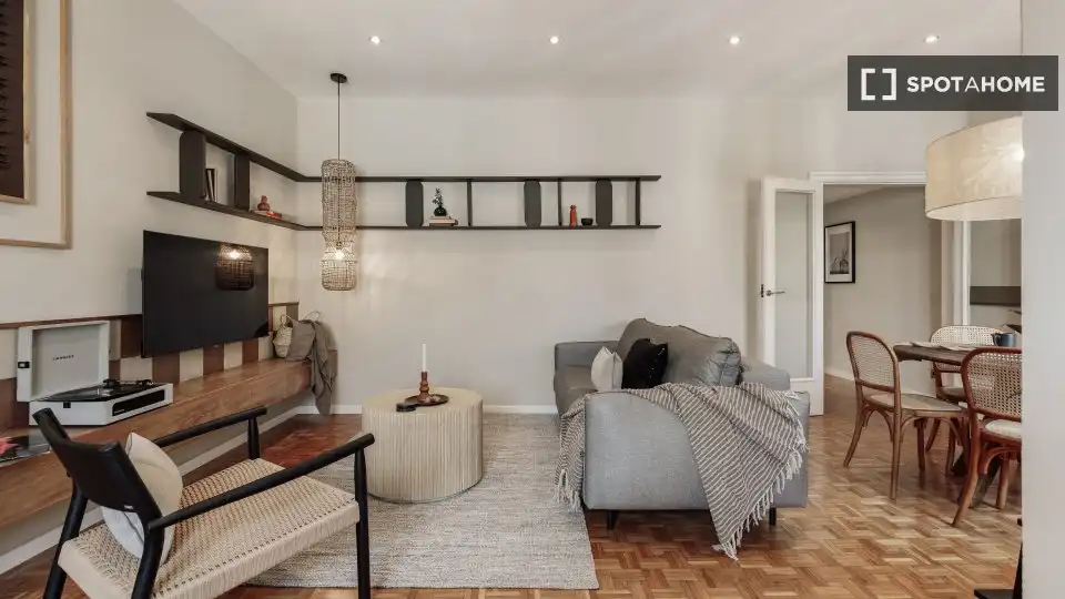 Sala de estar de Piso de alquiler en Barcelona con Aire acondicionado, Calefacción y Amueblado