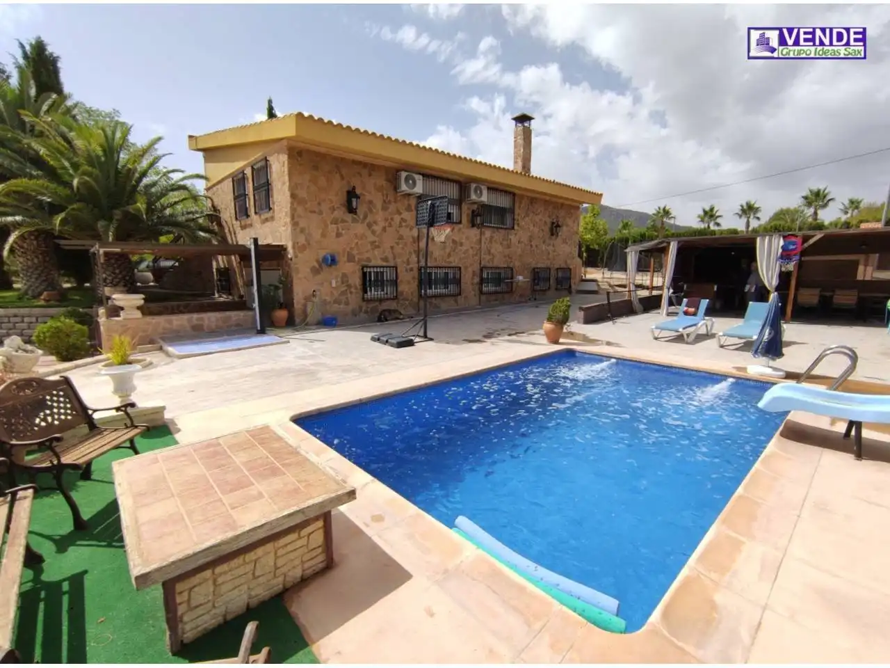 Piscina de Finca rústica en venta en Sax con Aire acondicionado, Jardín privado y Terraza