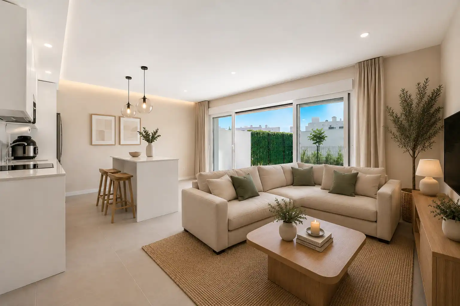 Living room of Ground floor for sale in Estepona  with Air Conditioner, Private garden and Terrace
