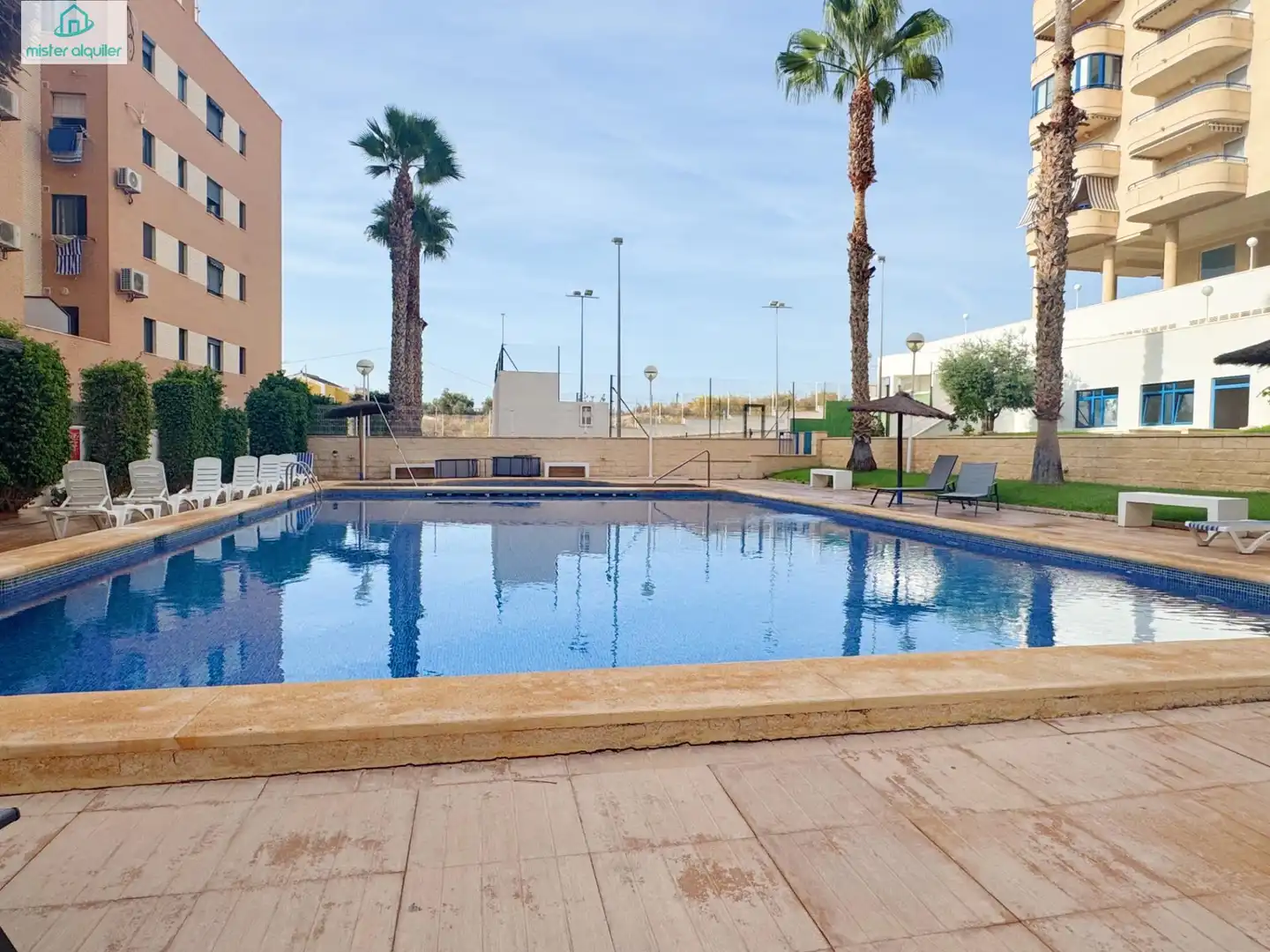Piscina de Apartamento de alquiler en El Campello con Aire acondicionado, Jardín privado y Terraza