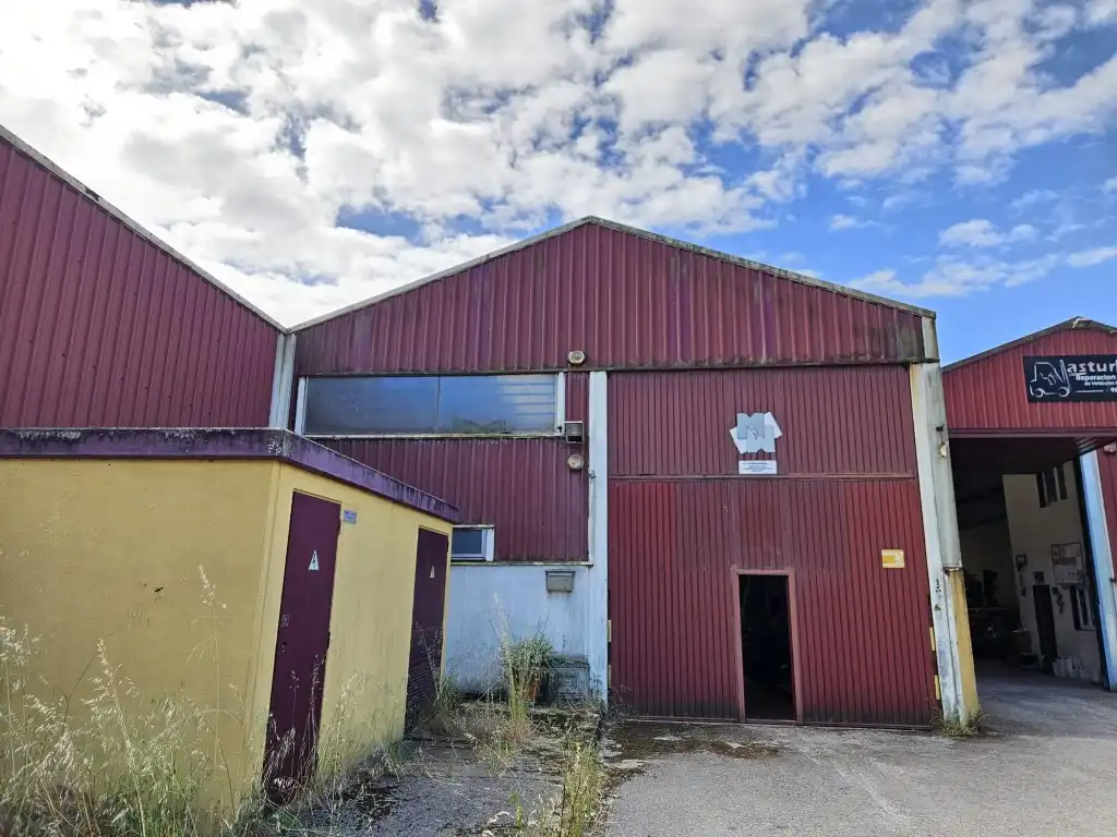 Vista exterior de Nave industrial en venta en Gozón