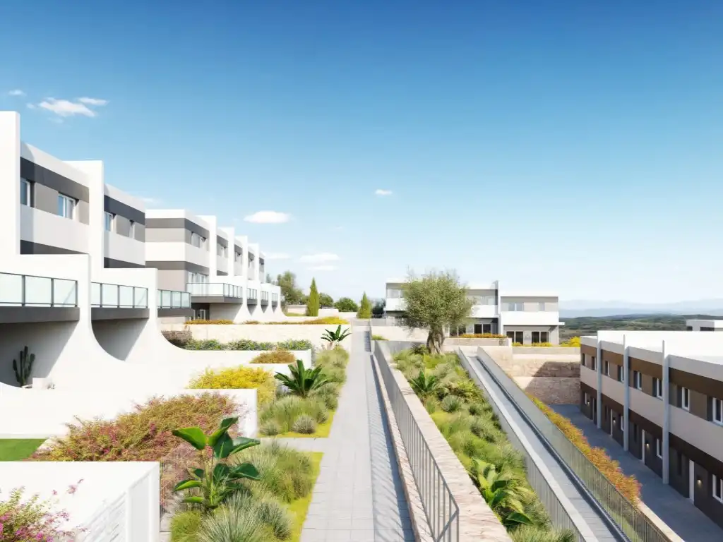Vista exterior de Casa adosada en venda en Finestrat amb Jardí privat i Piscina