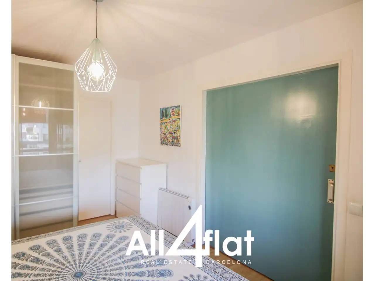 Schlafzimmer von Wohnung zur Miete in Barcelona mit Heizung, Parkett und Terrasse