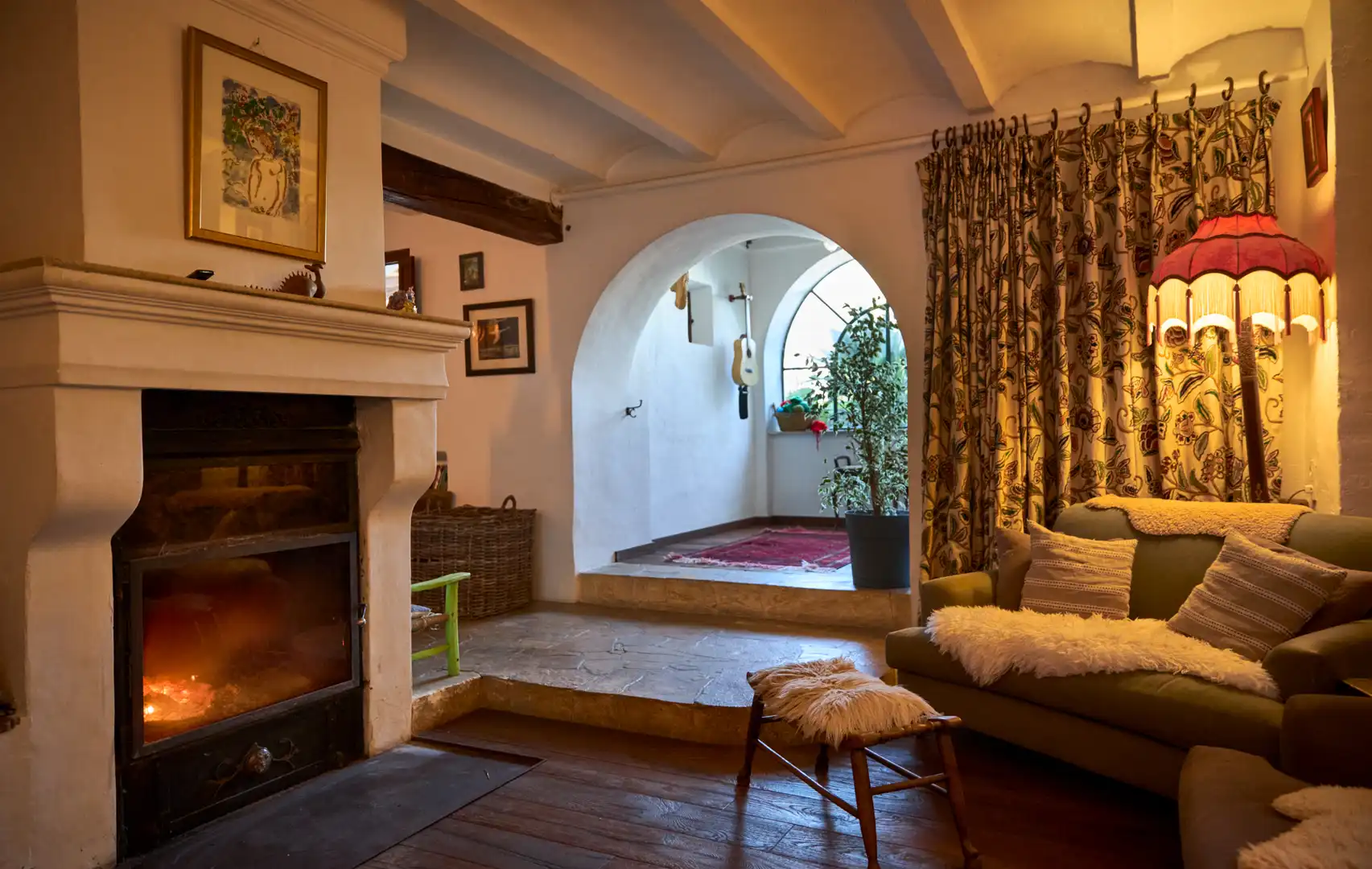 Sala d'estar de Finca rústica en venda en Sant Joan de Labritja amb Aire condicionat, Jardí privat i Parquet