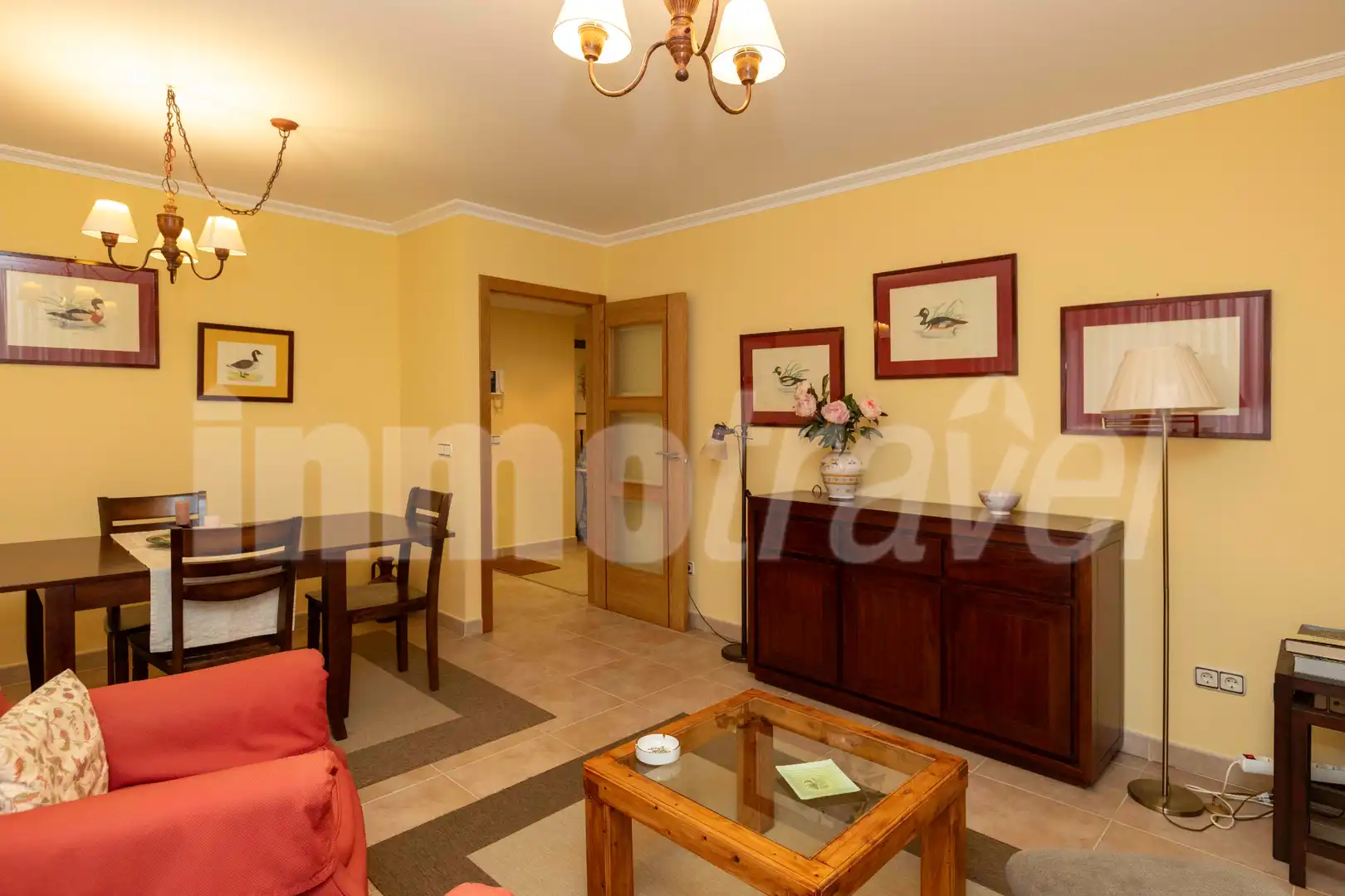 Sala d'estar de Apartament en venda en Sanxenxo amb Aire condicionat, Parquet i Terrassa