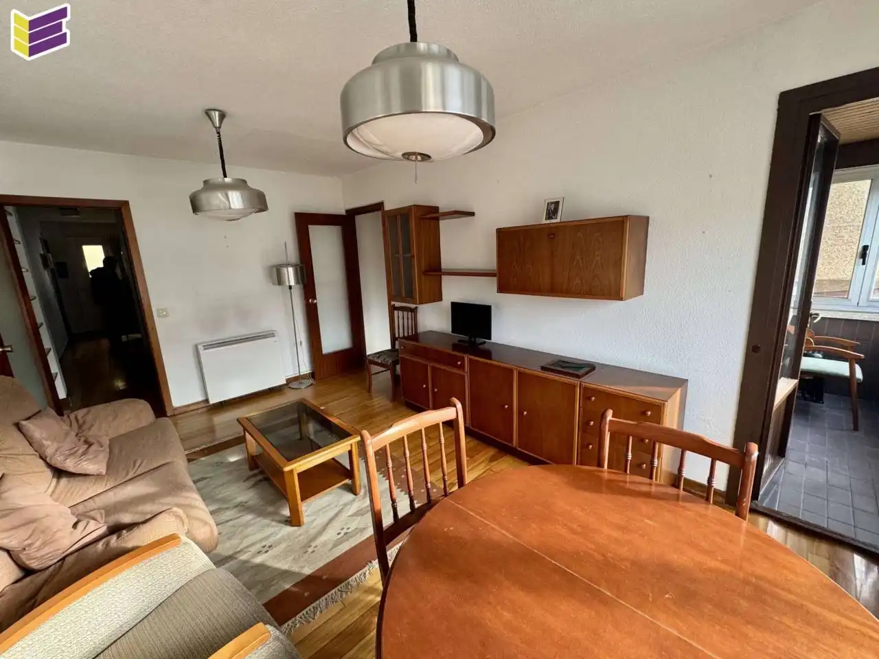 Sala de estar de Piso en venta en Baiona con Calefacción, Parquet y Amueblado