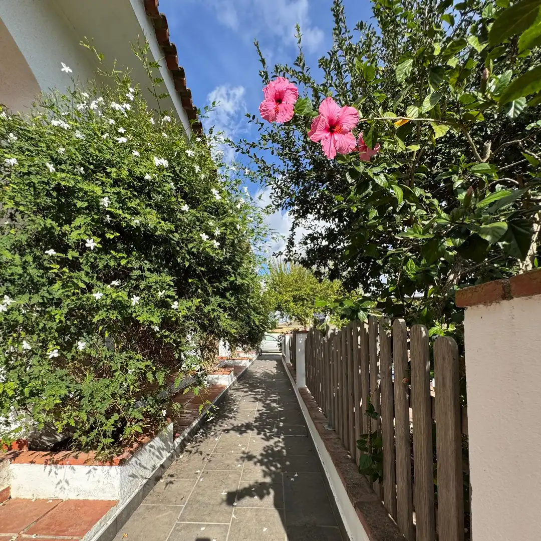 Vista exterior de Casa o xalet en venda en El Puerto de Santa María amb Jardí privat, Terrassa i Piscina