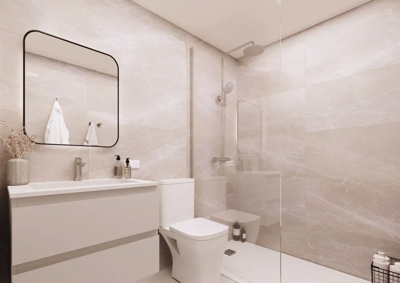 Badezimmer von Wohnungen zum Verkauf in Cartagena mit Klimaanlage, Heizung und Privatgarten