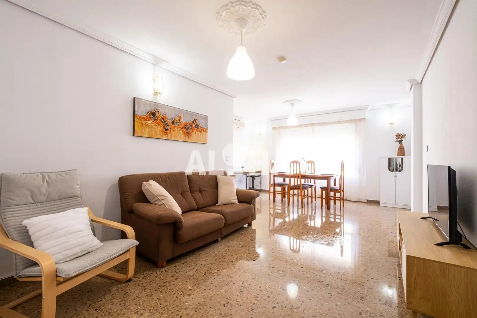 Living room of Flat for rent in Moncada  with Air Conditioner, Furnished and Balcony