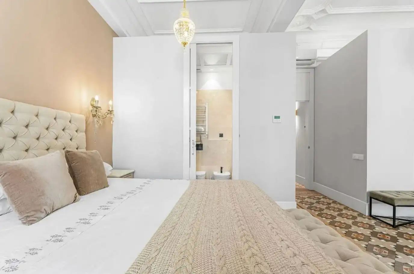 Schlafzimmer von Wohnung zur Miete in Barcelona mit Heizung, Terrasse und Möbliert