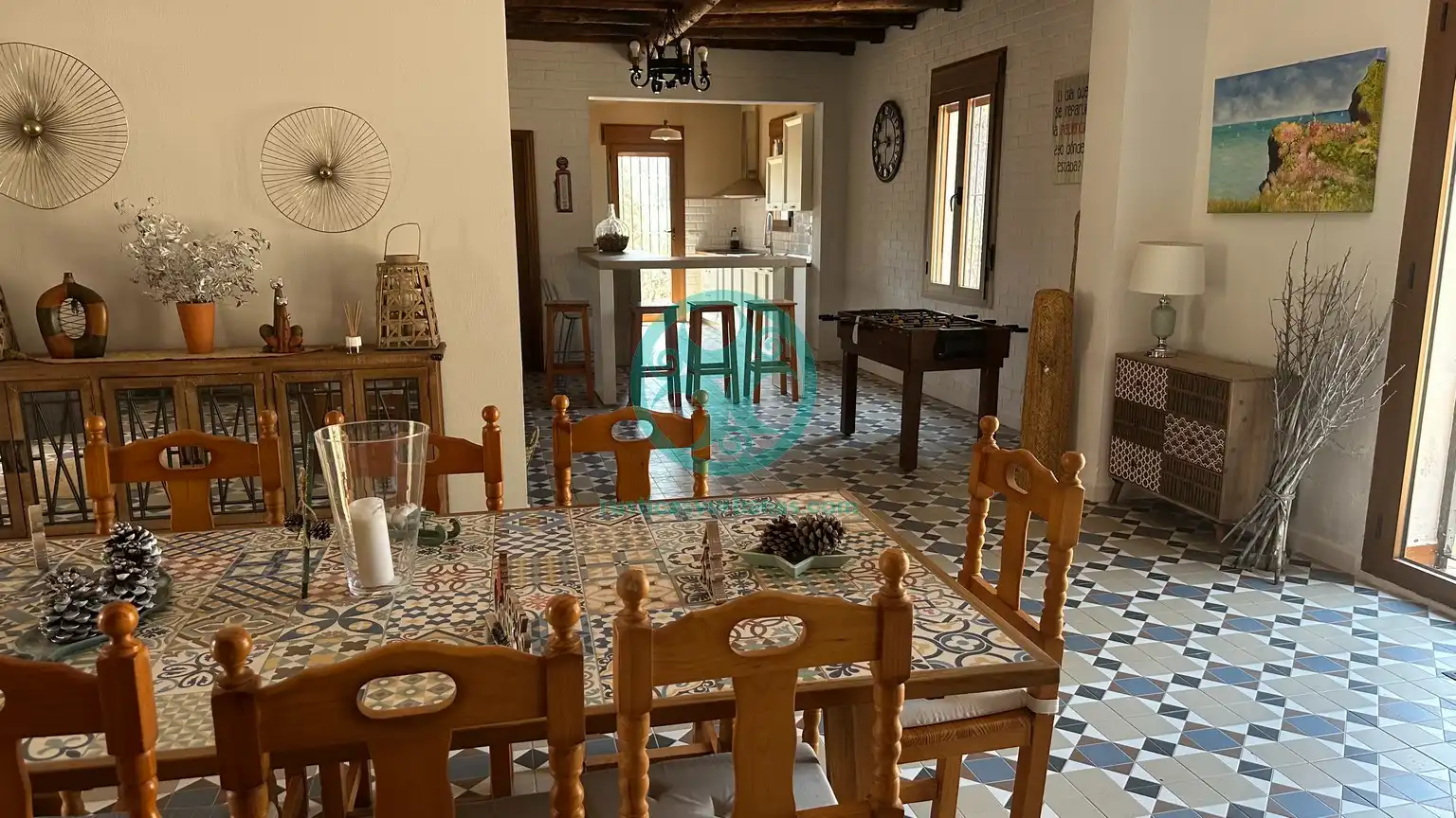 Esszimmer von Country house zur Miete in Cáceres mit Schwimmbad, Möbliert und Ofen