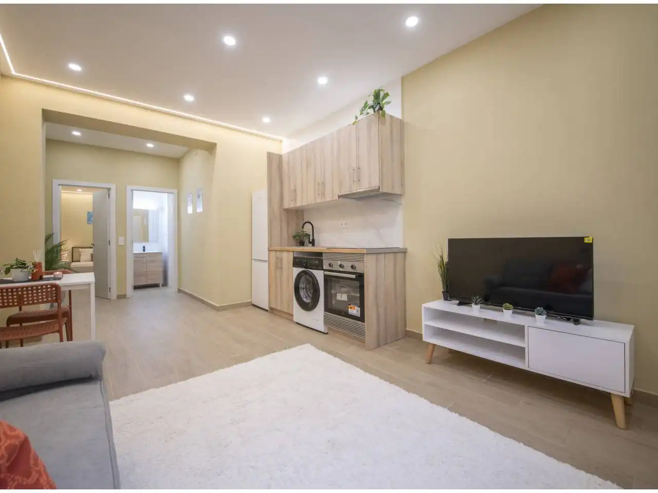 Sala de estar de Estudio de alquiler en Barcelona con Aire acondicionado, Amueblado y Alarma