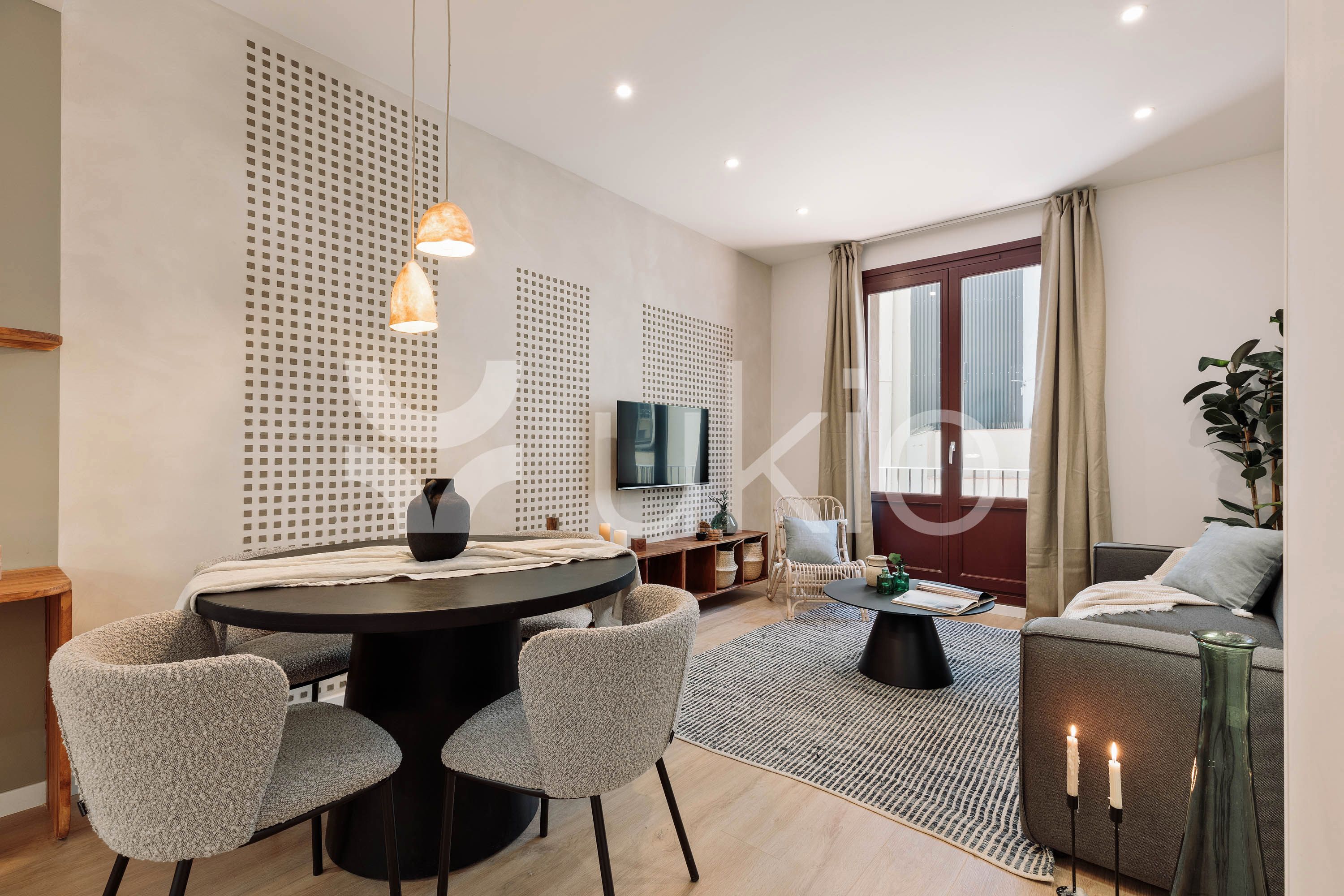 Sala d'estar de Apartament de lloguer en  Barcelona Capital amb Aire condicionat, Calefacció i Moblat