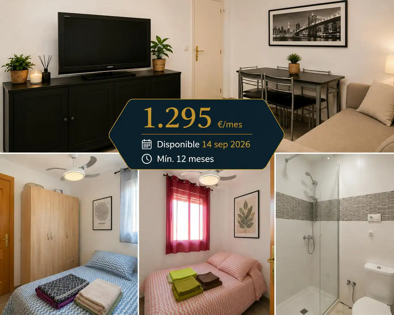 Schlafzimmer von Wohnung zur Miete in Madrid mit Klimaanlage, Heizung und Möbliert