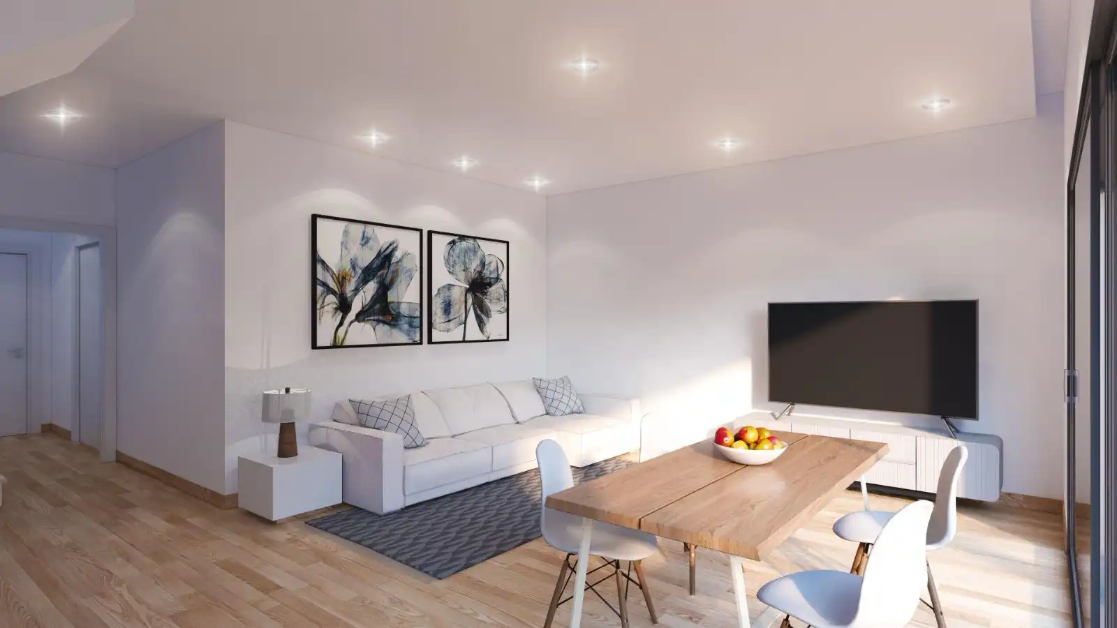Wohnzimmer von Einfamilien-Reihenhaus zum Verkauf in Sant Iscle de Vallalta mit Klimaanlage, Heizung und Privatgarten