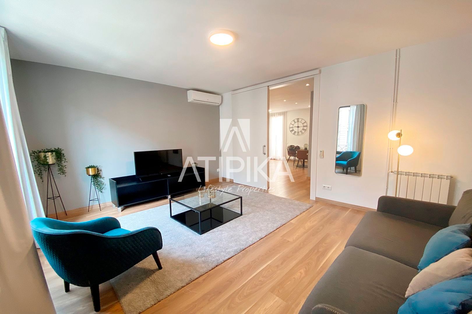 Sala d'estar de Pis de lloguer en  Barcelona Capital amb Aire condicionat, Calefacció i Parquet