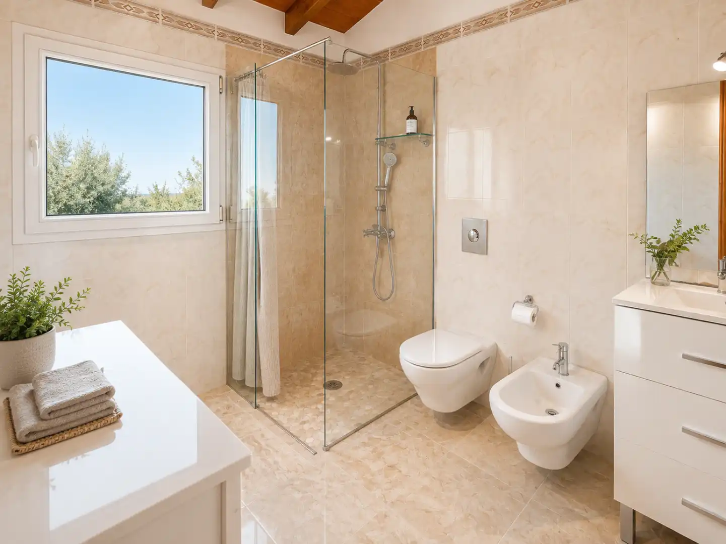 Badezimmer von Haus oder Chalet zur Miete in Porreres mit Klimaanlage, Heizung und Terrasse