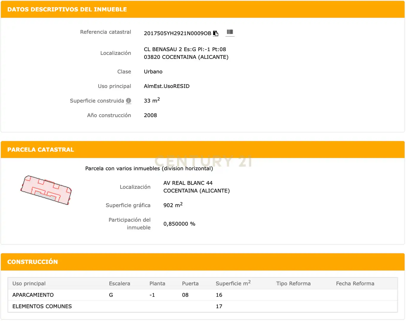 Garaje en venta en Cocentaina