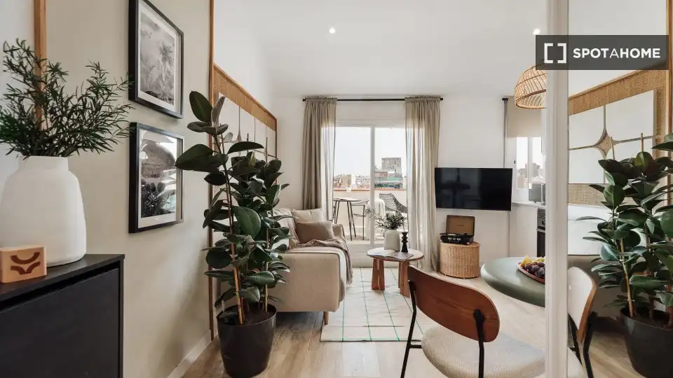 Living room of Flat for rent in Barcelona  with Air Conditioner, Heating and Furnished