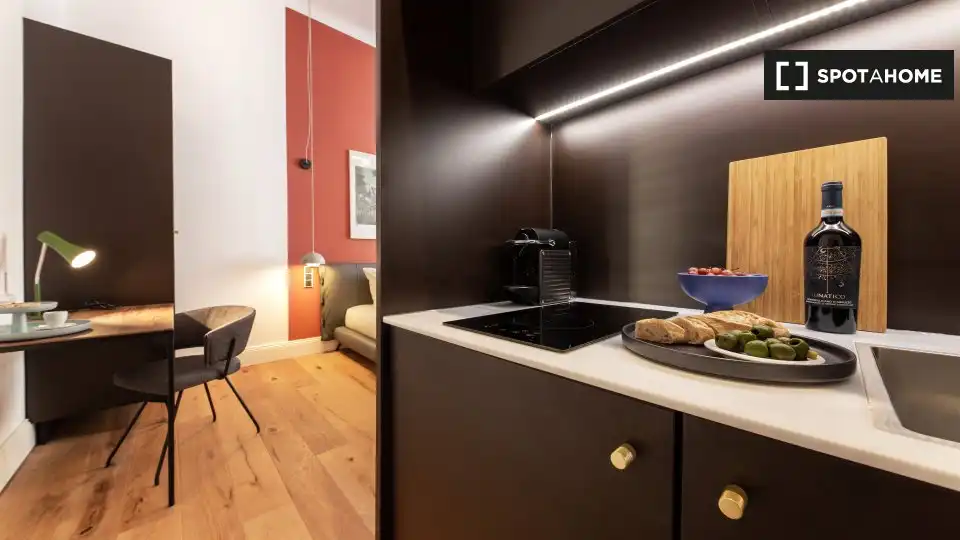 Cuina de Estudi per a compartir en Castellfort amb Aire condicionat, Terrassa i Moblat