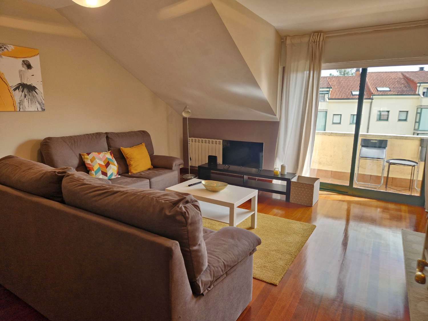 Living room of Flat for sale in Brión  with Heating, Terrace and Furnished