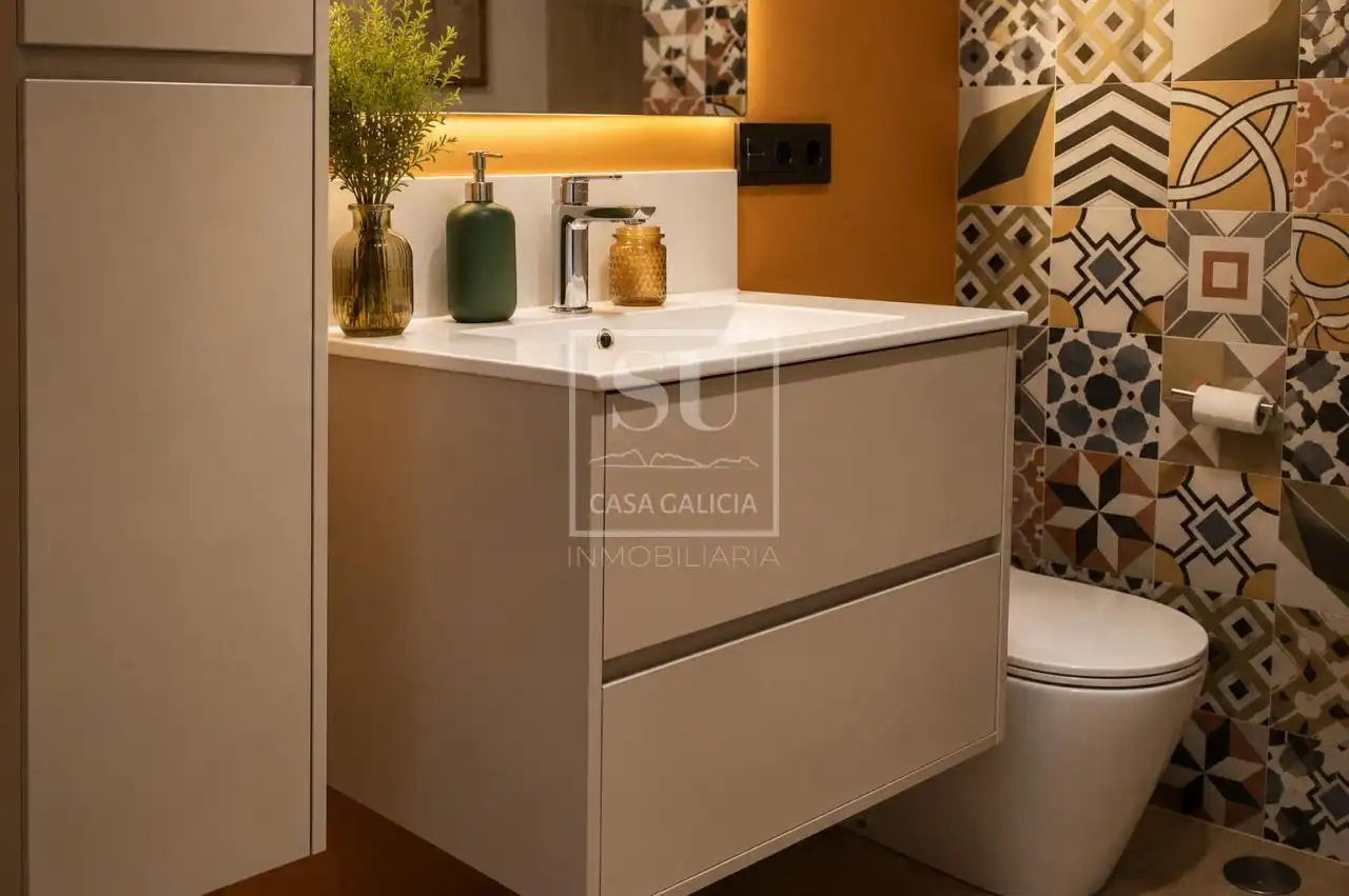 Baño de Casa adosada en venta en Baiona con Calefacción, Jardín privado y Terraza