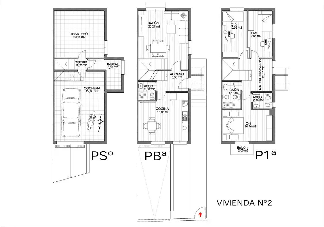 Einfamilien-Reihenhaus zum Verkauf in Valdepeñas mit Heizung, Terrasse und Abstellraum