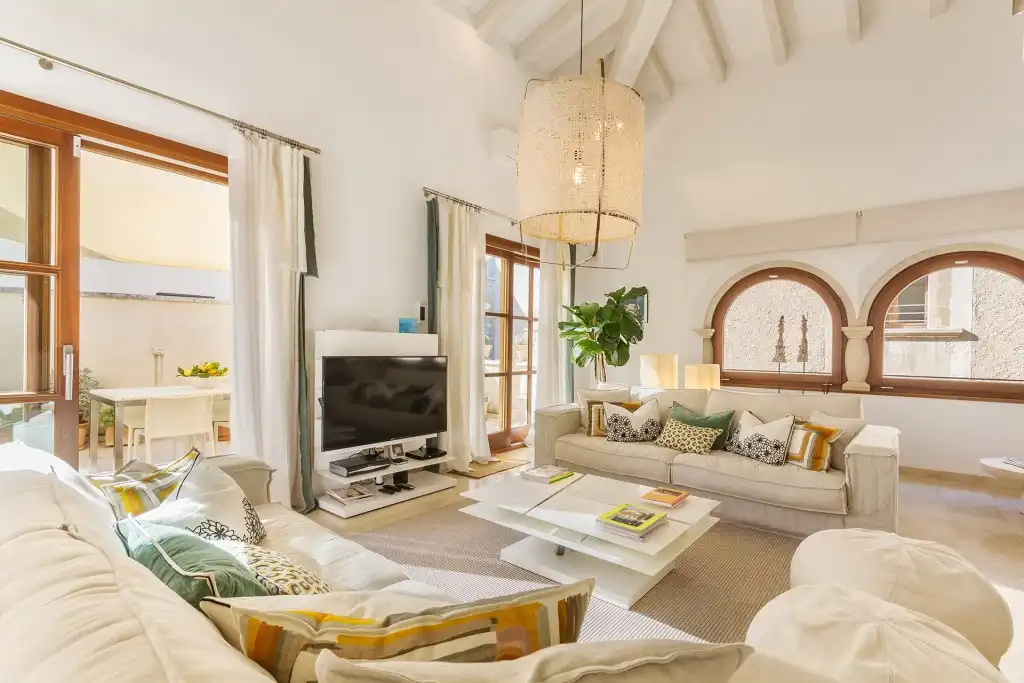 Living room of Country homes for sale in Pollença  with Air Conditioner, Heating and Private garden