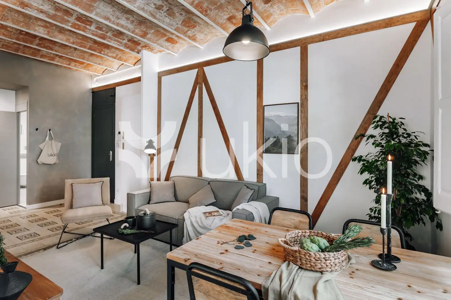Sala de estar de Apartamento de alquiler en Barcelona con Aire acondicionado, Amueblado y Horno